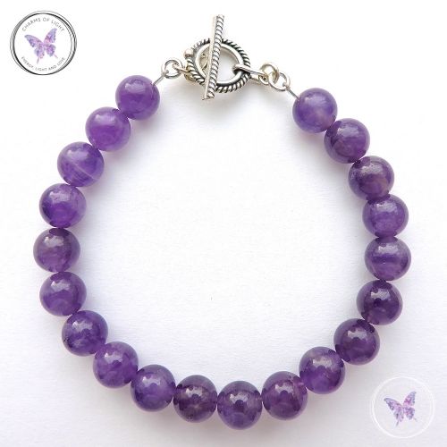 Amethyst Healing Bracelet With Silver Toggle Clasp